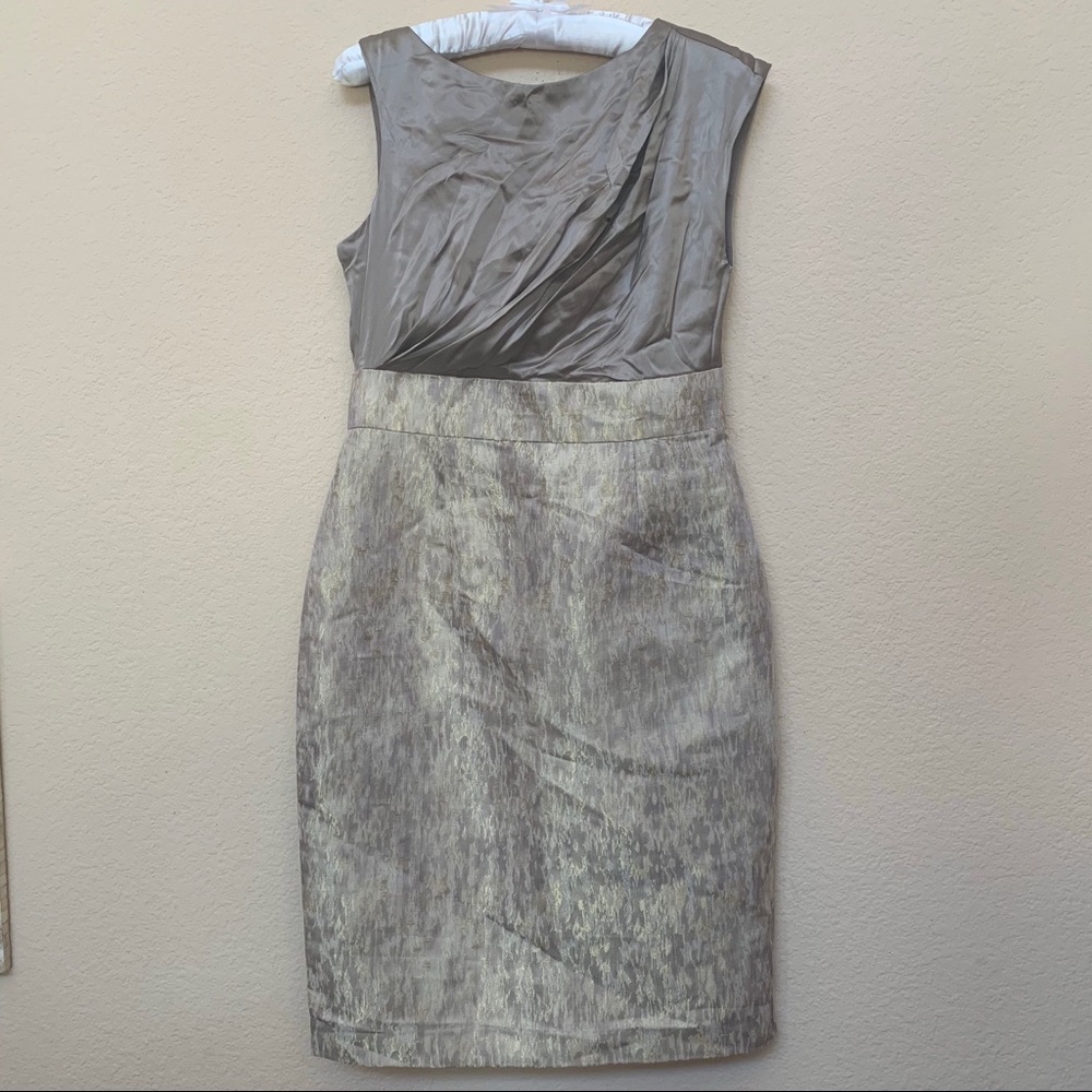 Maggy London Asymmetrical Metallic Jacquard Dress - Picture 3 of 9